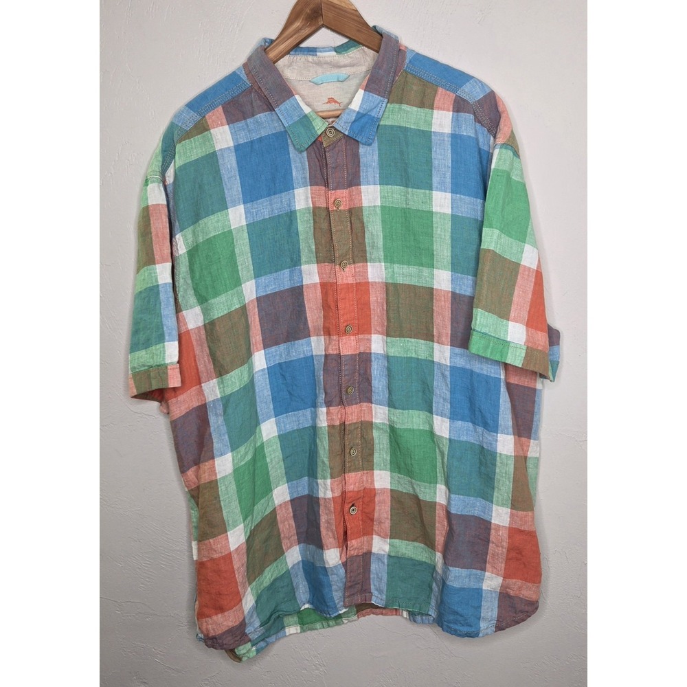 Tommy Bahama Relax Mens 3XL 100% Linen Short Sleeve Button Down Shirt Multicolor